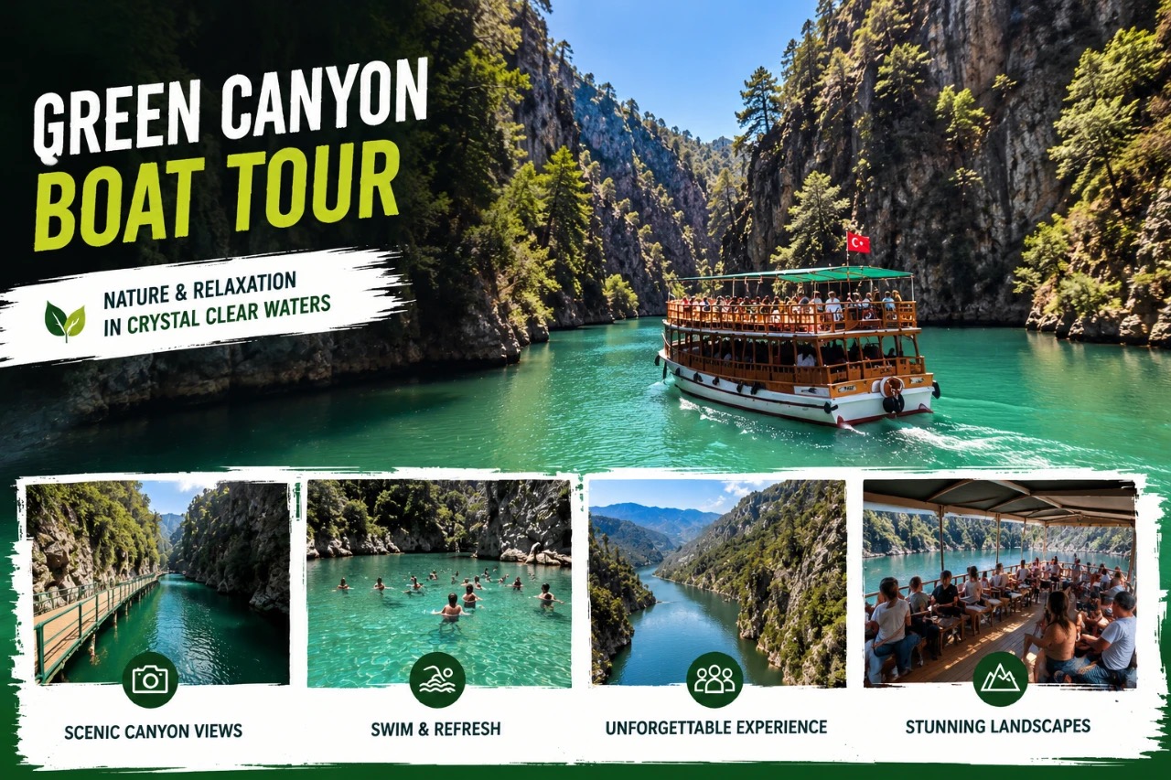 Alanya Green Canyon tekne turunda Oymapınar Barajı'nın zümrüt yeşili suları